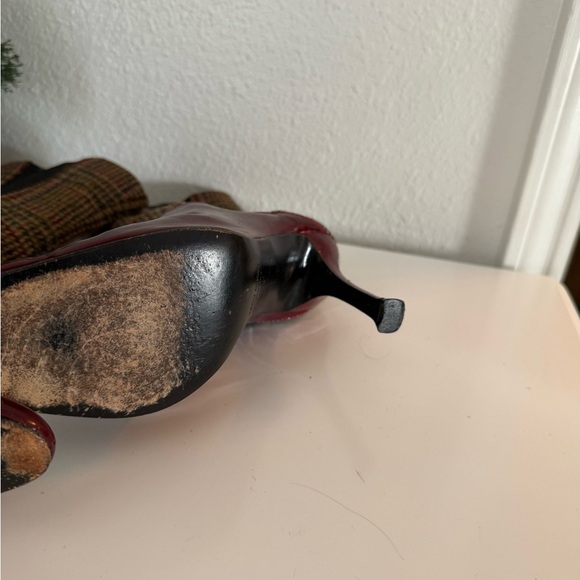 Dolce & Gabbana Burgundy and Plaid Heeled Boots - Picture 5 of 10